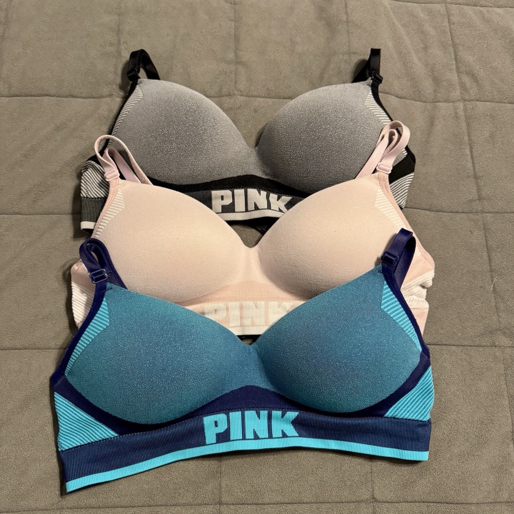 Victoria's Secret PINK Cool & Comfy Wireless Bra Lot of 3 Size Large Sports Bra